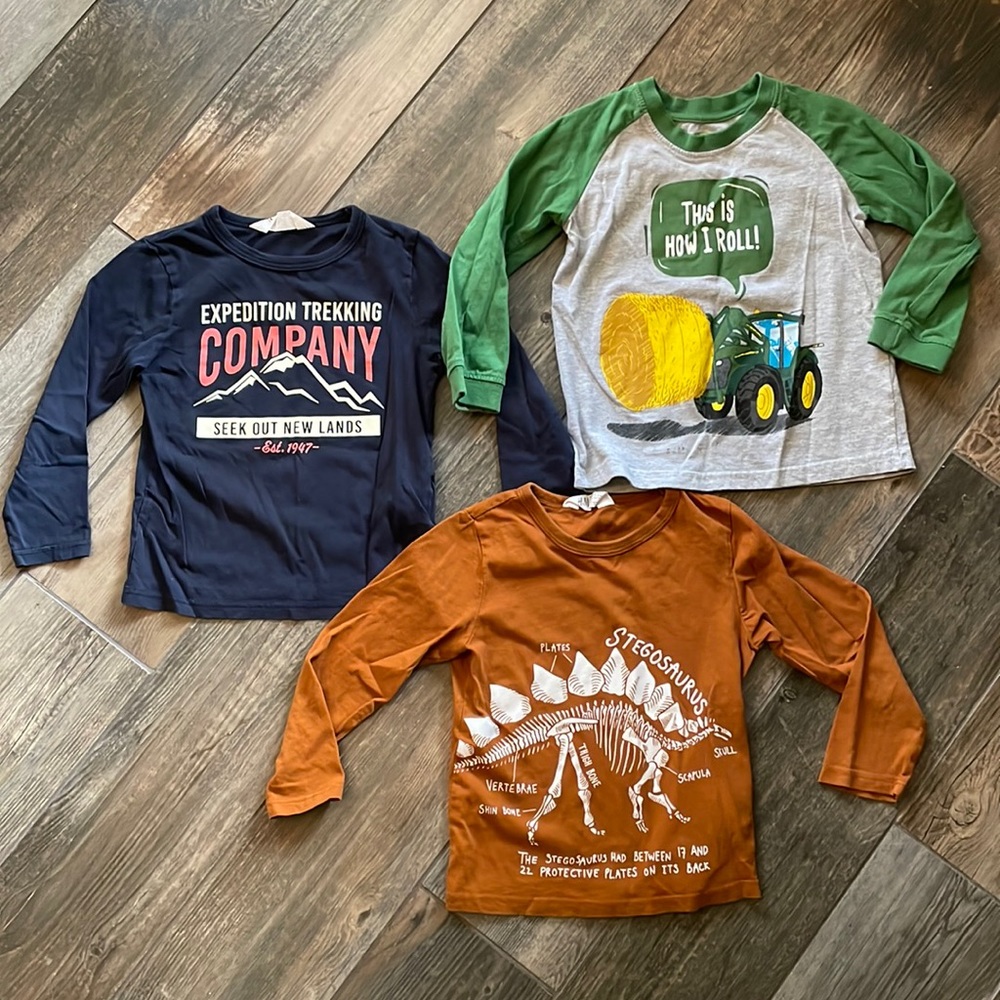 H&M Kids Long Sleeve Tees - Navy, Green, Orange